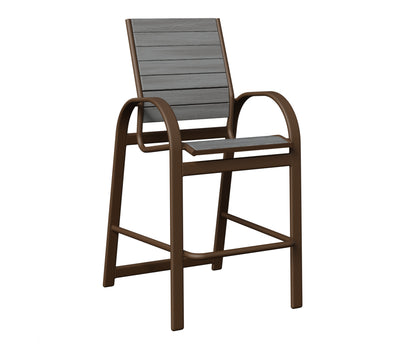 Berlin Gardens Murphy Poly Bar Chair in Mesquite Wood Vein, Driftwood Gray slats