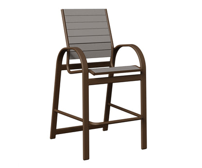 Berlin Gardens Murphy Poly Bar Chair in Mesquite Wood Vein, Light Gray slats