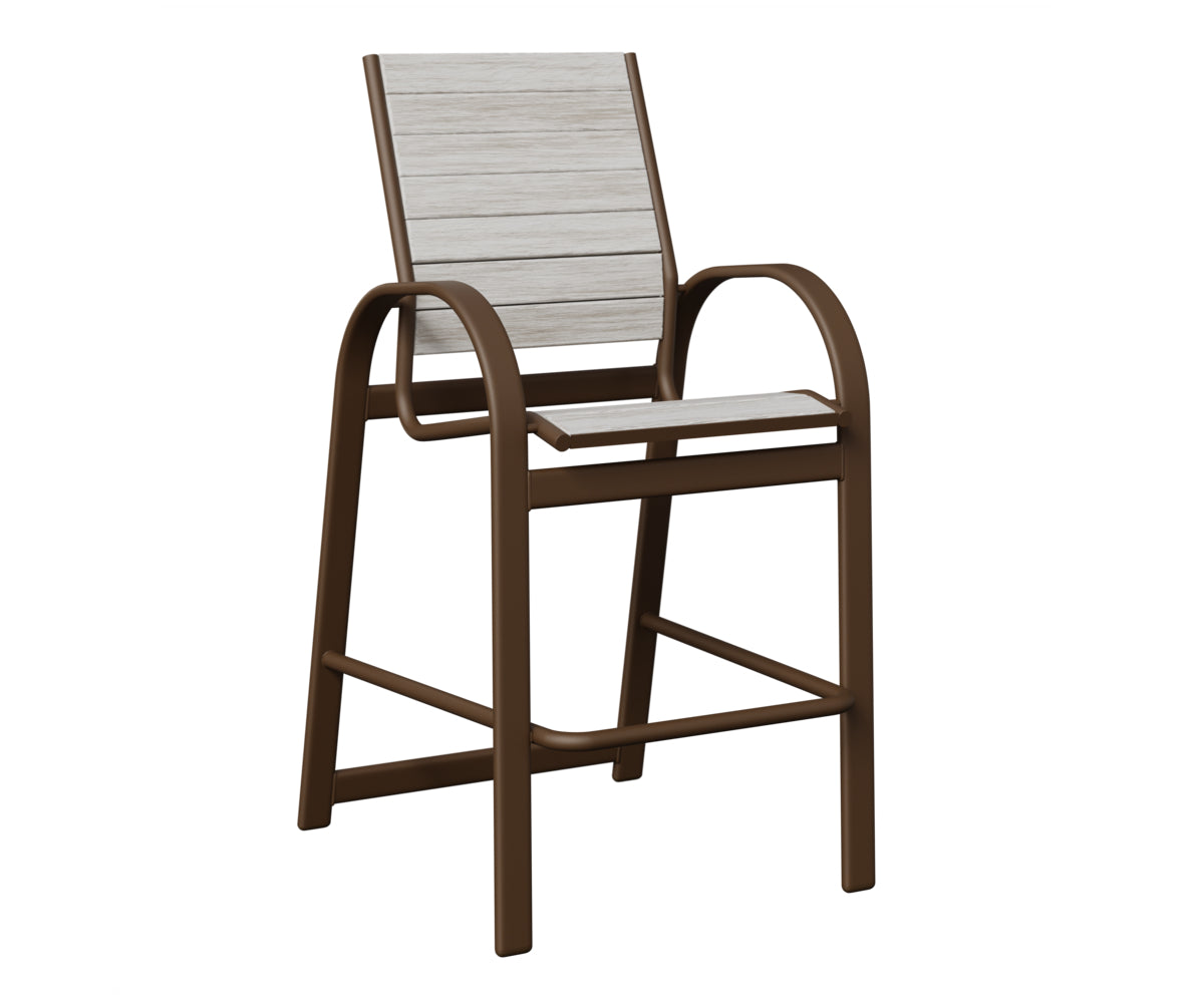 Berlin Gardens Murphy Poly Bar Chair in Mesquite Wood Vein, Seashell slats