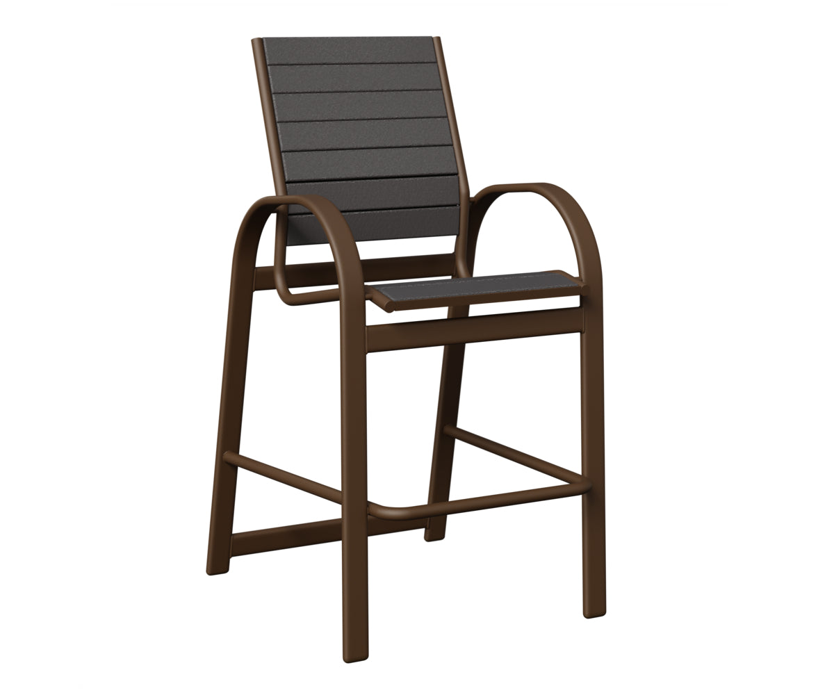 Berlin Gardens Murphy Poly Bar Chair in Mesquite Wood Vein, Smoke Gray slats