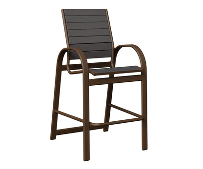 Berlin Gardens Murphy Poly Bar Chair in Mesquite Wood Vein, Smoke Gray slats