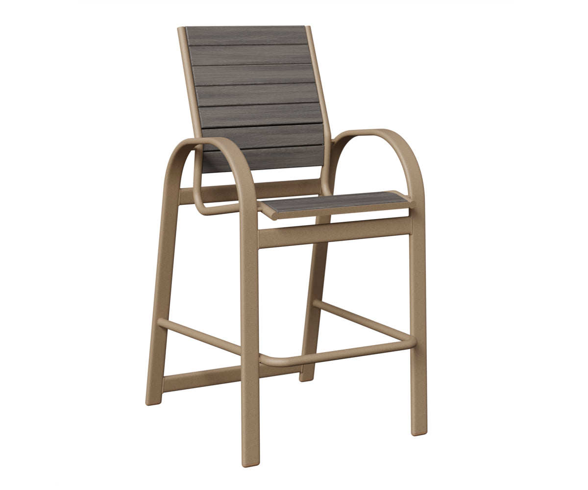Berlin Gardens Murphy Poly Bar Chair in Oak Wood Vein, Coastal Gray slats