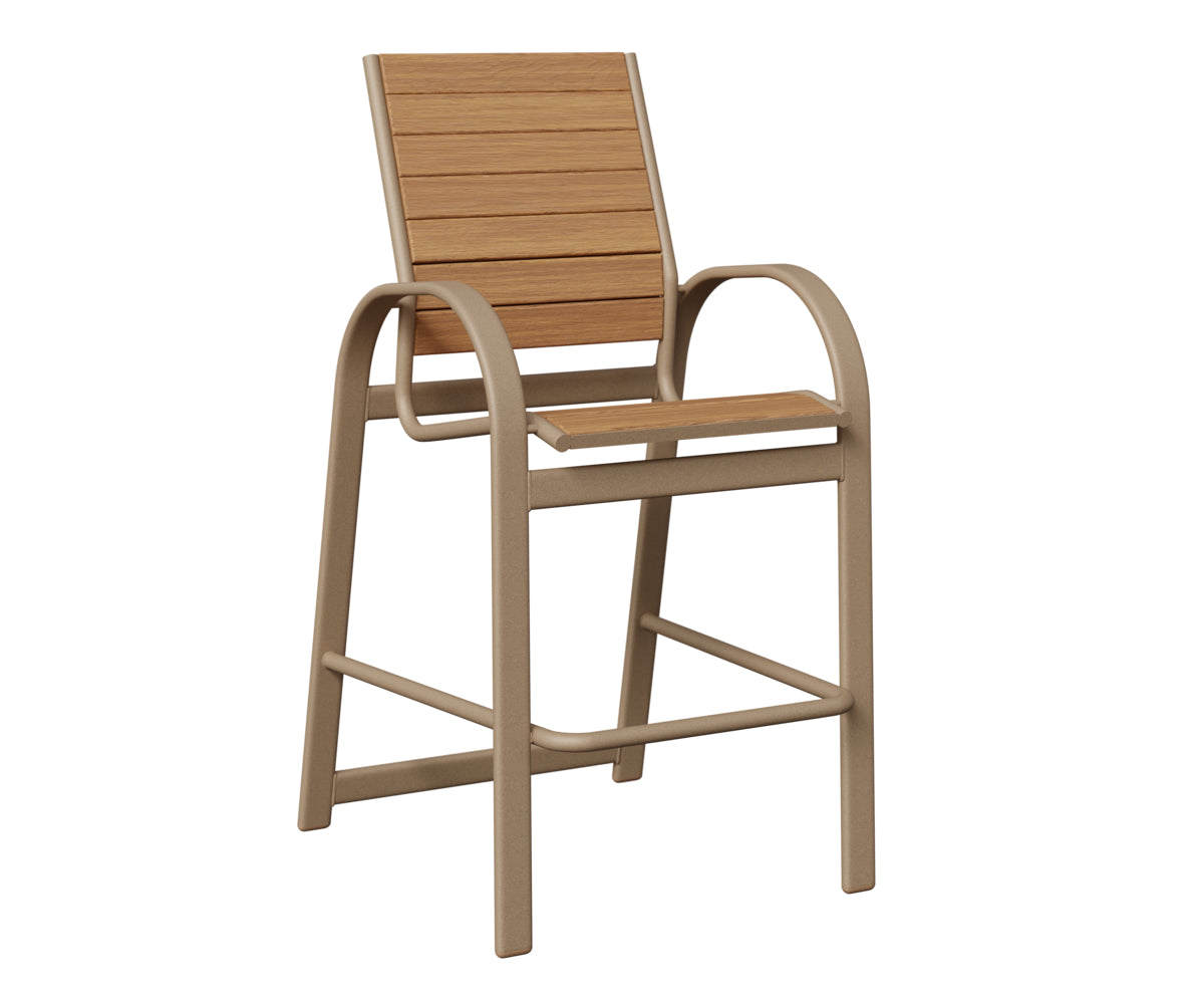 Berlin Gardens Murphy Poly Bar Chair in Oak Wood Vein, Natural Teak slats