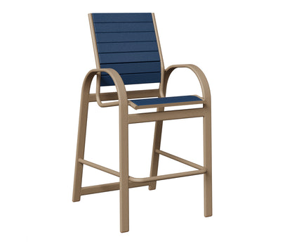 Berlin Gardens Murphy Poly Bar Chair in Oak Wood Vein, Navy Blue slats