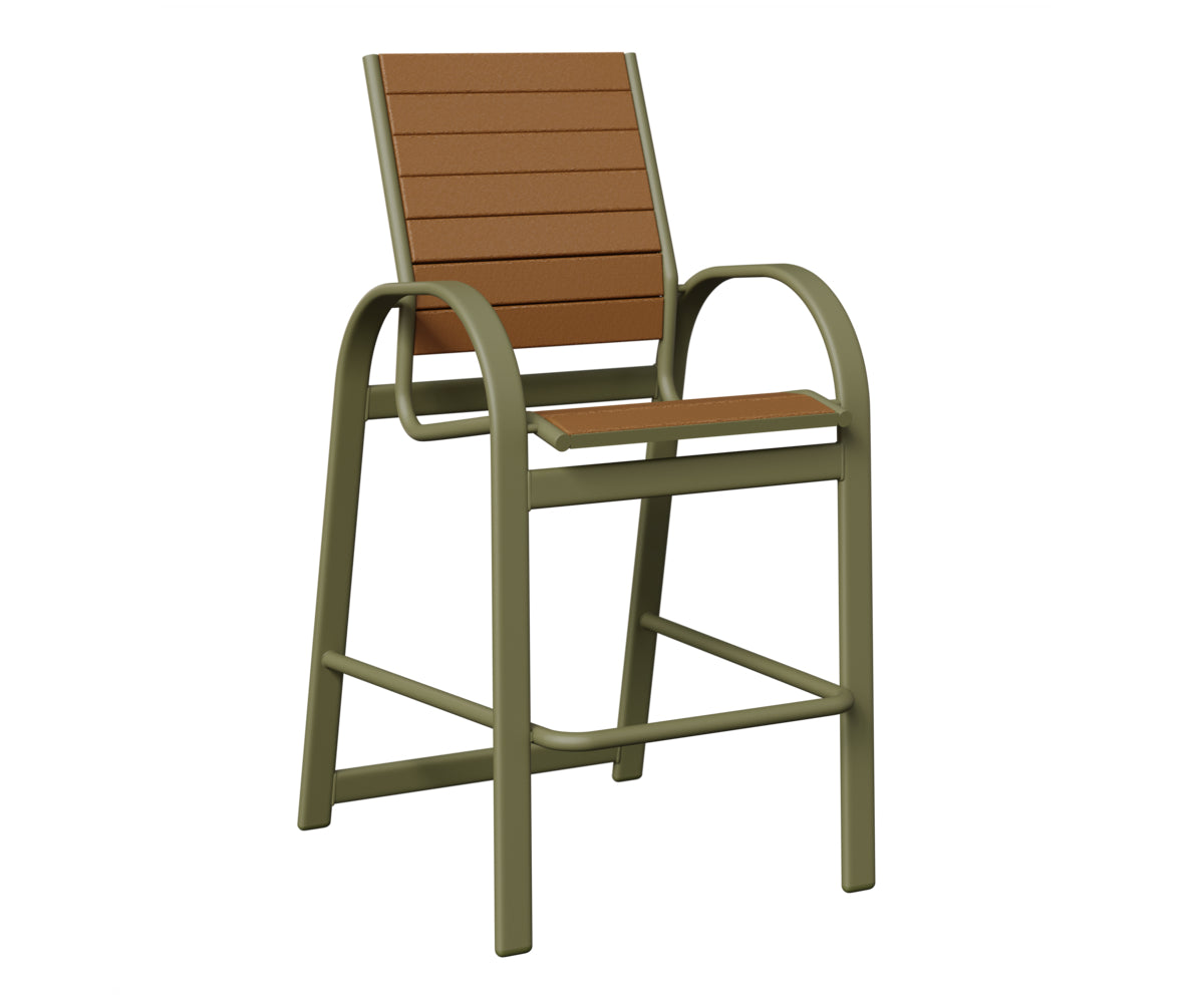 Berlin Gardens Murphy Poly Bar Chair in Green Sage, Cedar slats