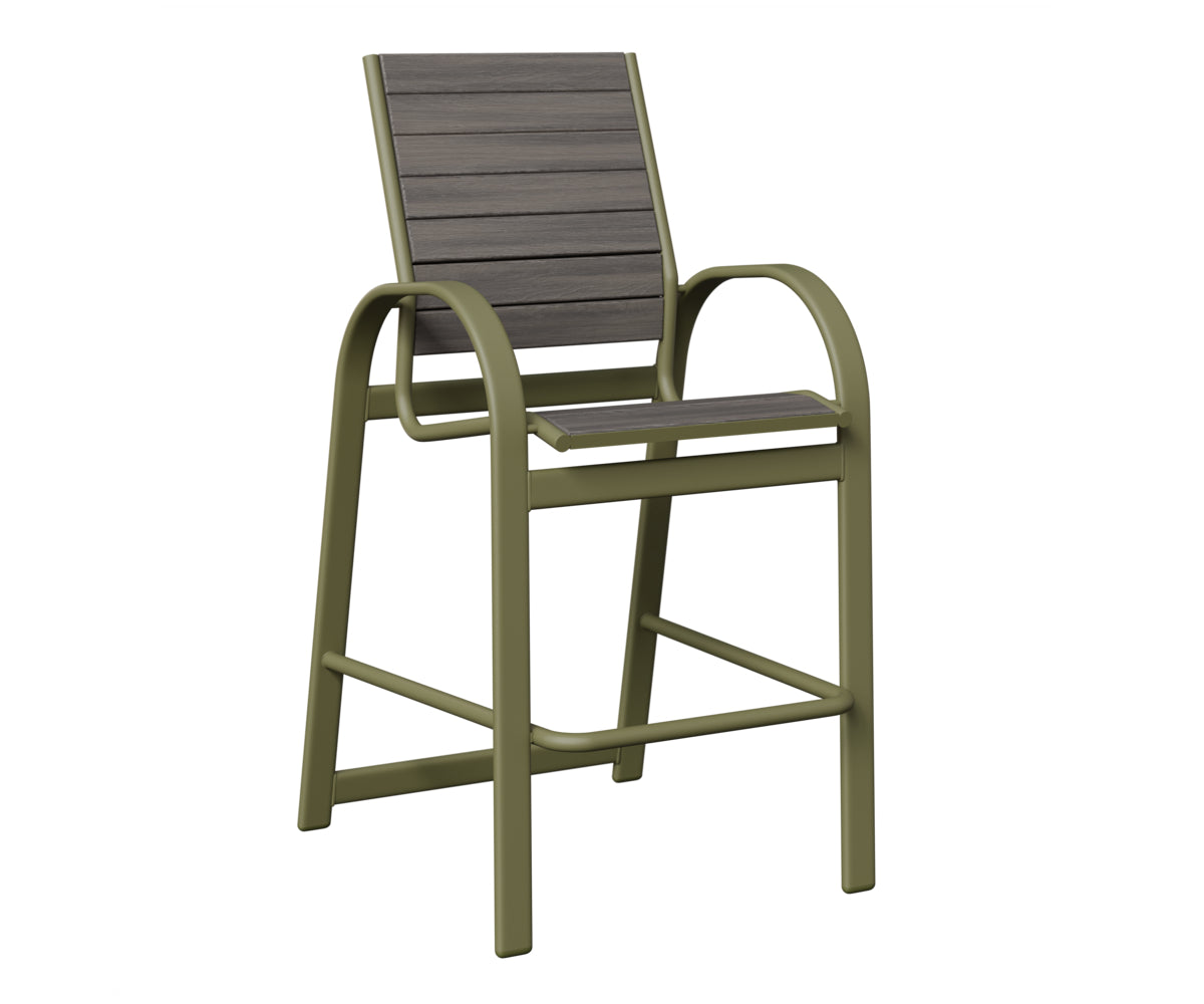 Berlin Gardens Murphy Poly Bar Chair in Green Sage, Coastal Gray slats