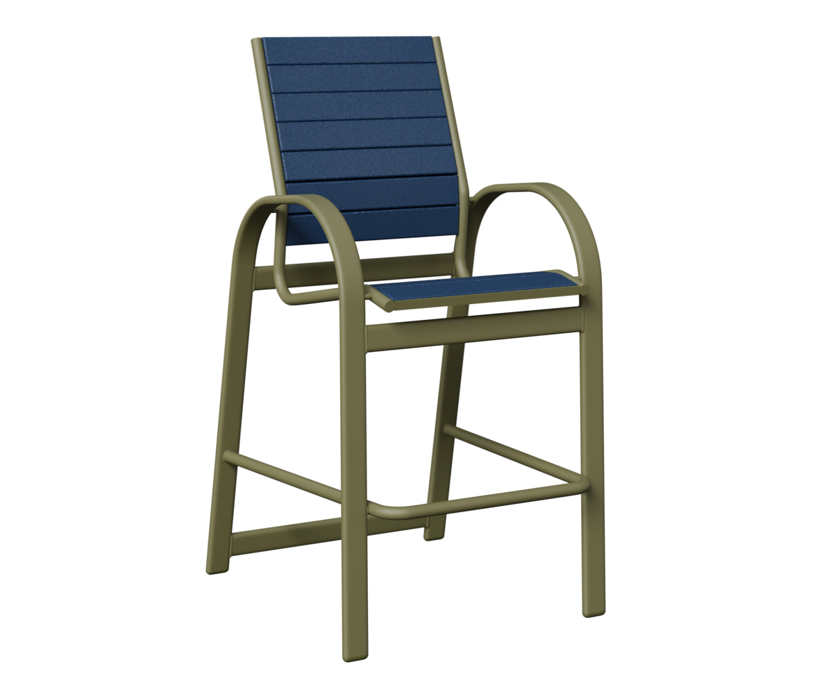 Berlin Gardens Murphy Poly Bar Chair in Green Sage, Navy Blue slats