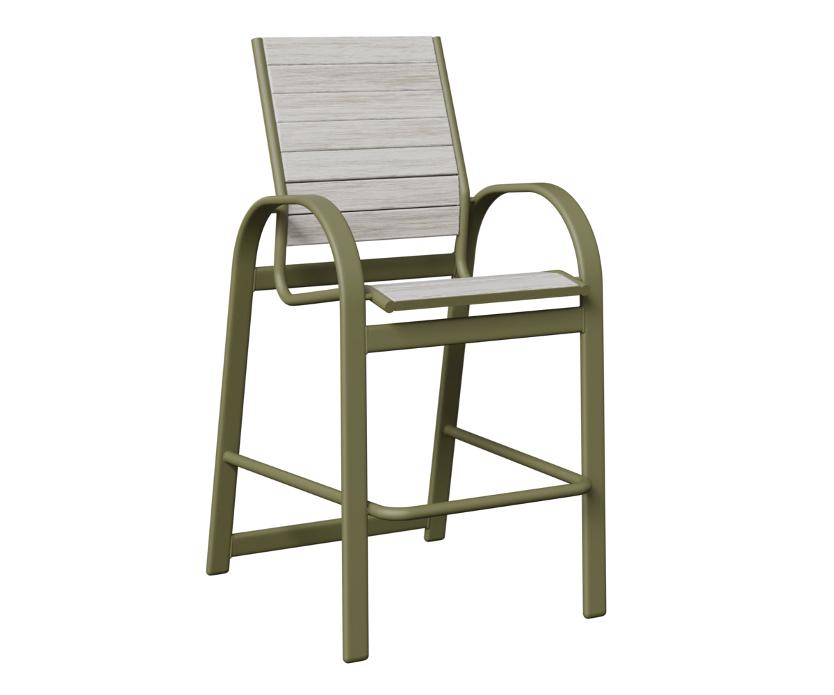 Berlin Gardens Murphy Poly Bar Chair in Green Sage, Seashell slats