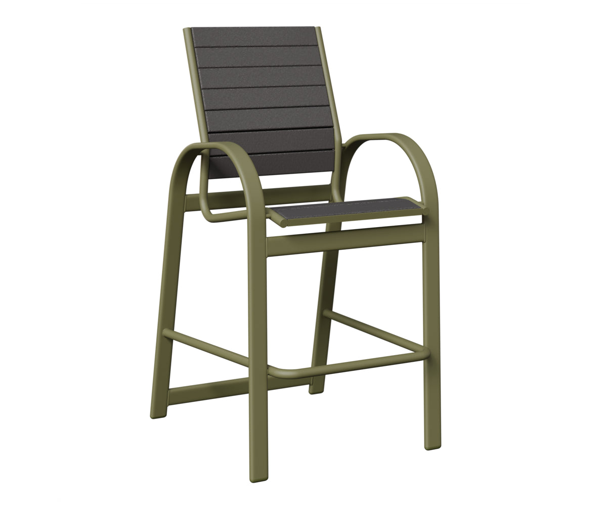 Berlin Gardens Murphy Poly Bar Chair in Green Sage, Smoke Gray slats