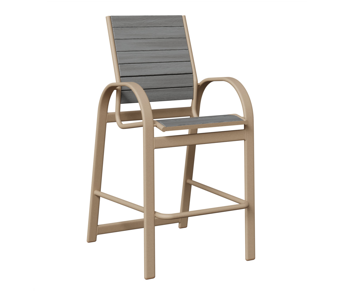 Berlin Gardens Murphy Poly Bar Chair in Sahara Speckle, Driftwood Gray slats
