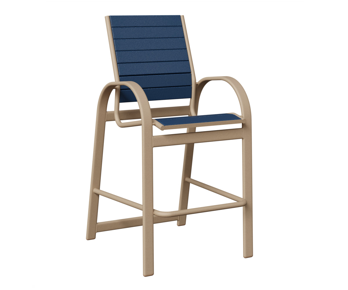 Berlin Gardens Murphy Poly Bar Chair in Sahara Speckle, Navy Blue slats
