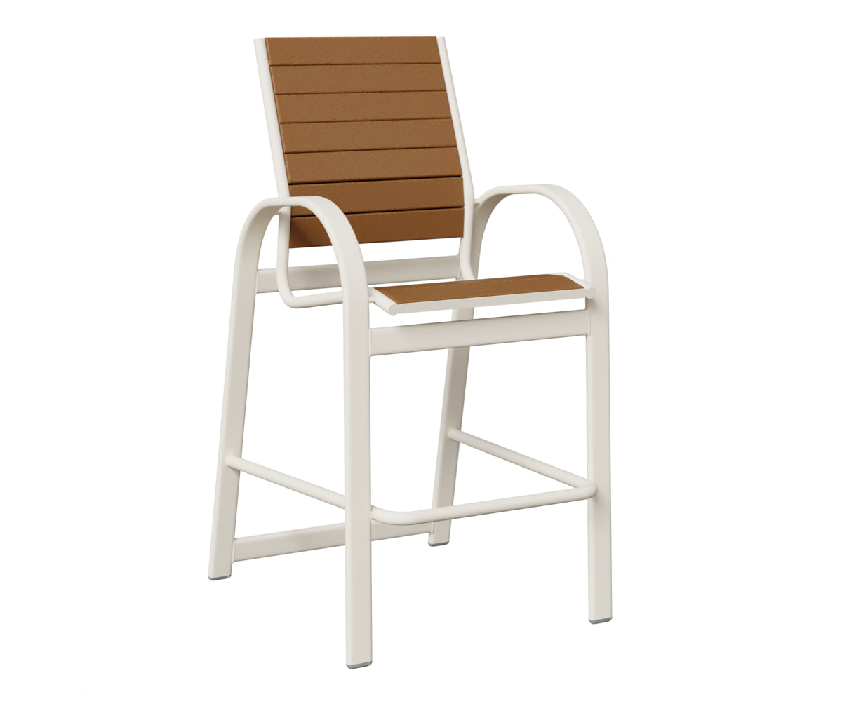 Berlin Gardens Murphy Poly Bar Chair in White, Cedar slats