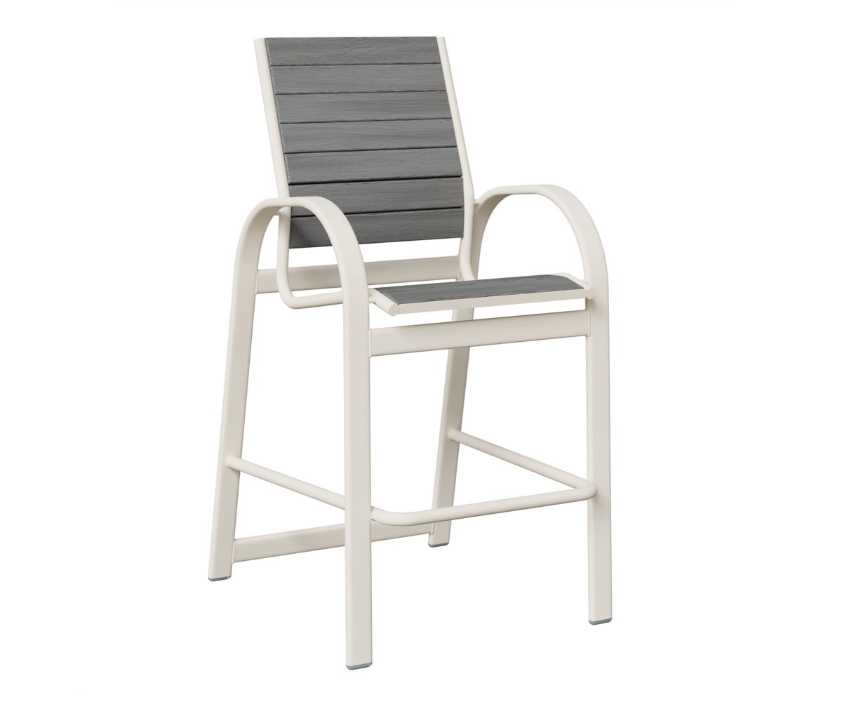 Berlin Gardens Murphy Poly Bar Chair in White, Driftwood Gray slats