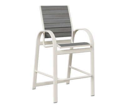 Berlin Gardens Murphy Poly Bar Chair in White, Driftwood Gray slats