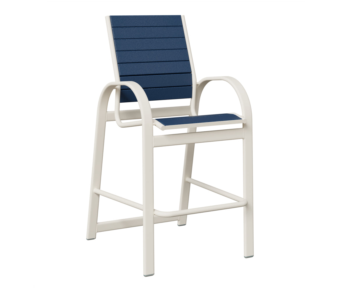 Berlin Gardens Murphy Poly Bar Chair in White, Navy Blue slats