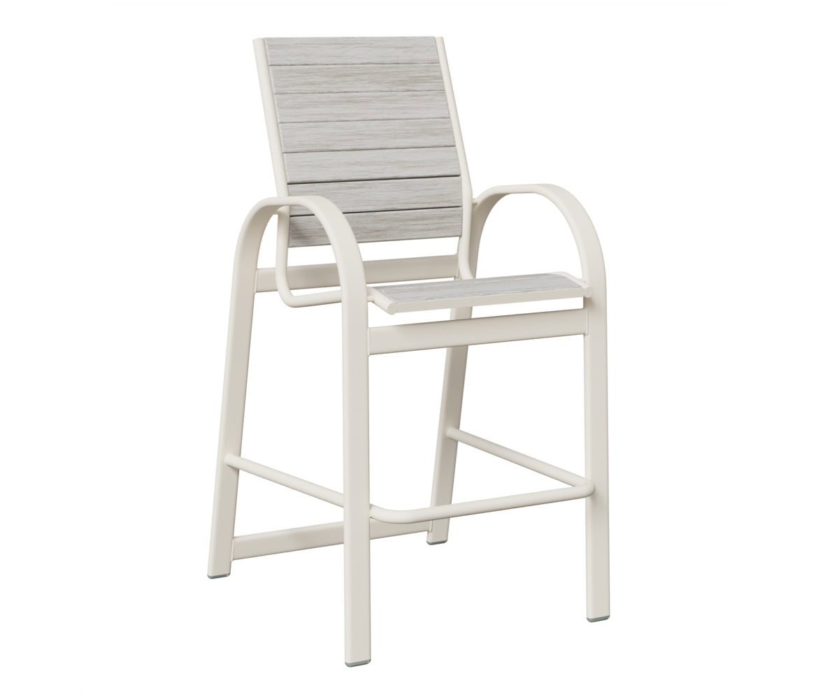 Berlin Gardens Murphy Poly Bar Chair in White, Seashell slats