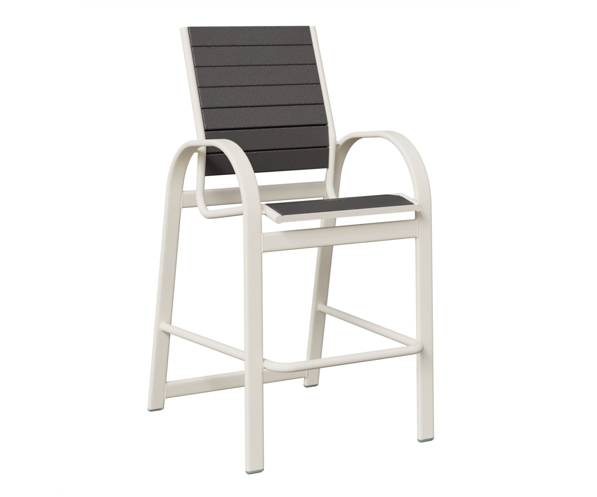 Berlin Gardens Murphy Poly Bar Chair in White, Smoke Gray slats