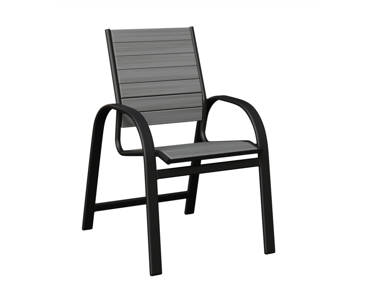 Berlin Gardens Murphy Poly Dining Chair in Black, Driftwood Gray slats