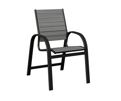 Berlin Gardens Murphy Poly Dining Chair in Black, Driftwood Gray slats