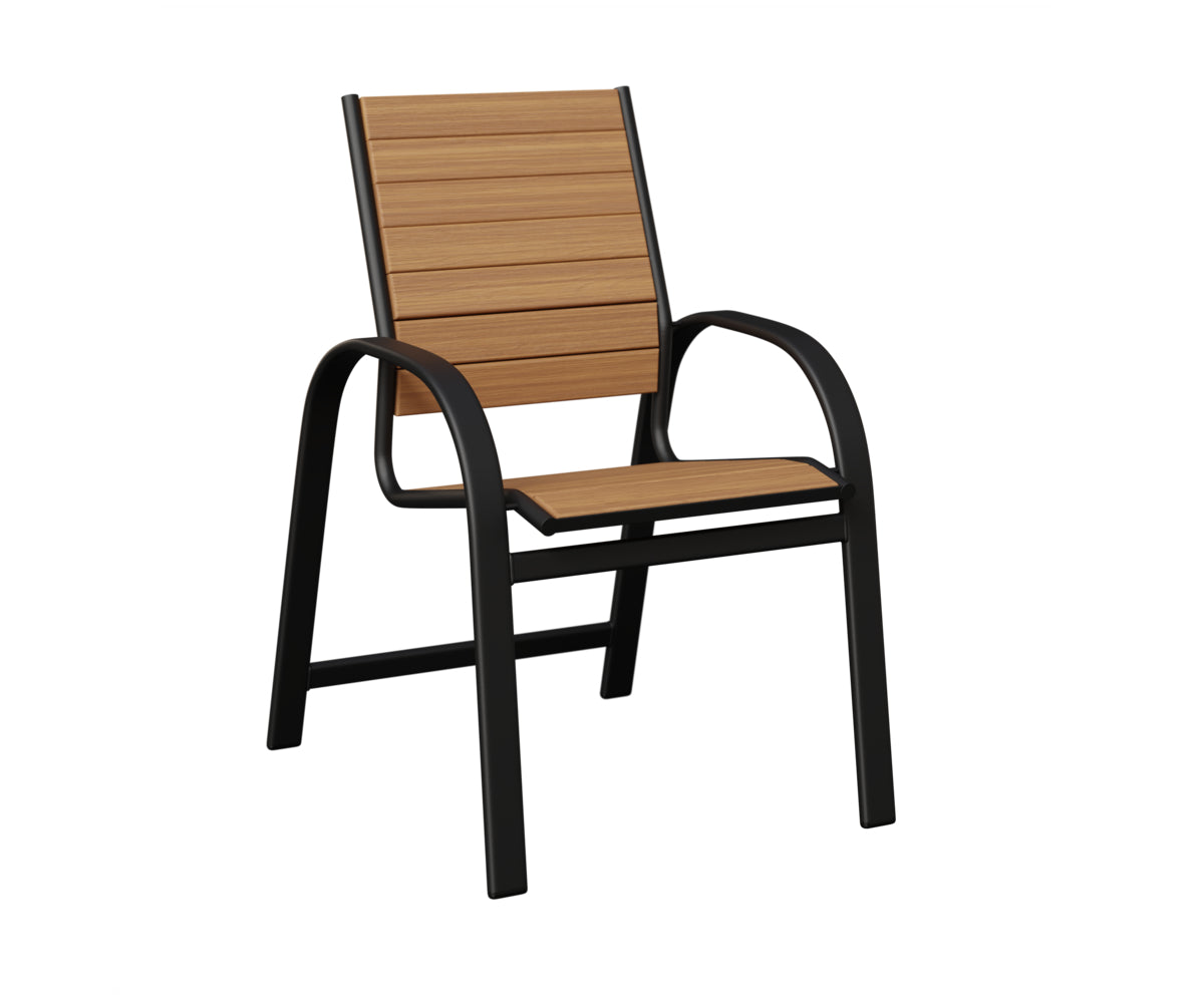 Berlin Gardens Murphy Poly Dining Chair in Black, Natural Teak slats