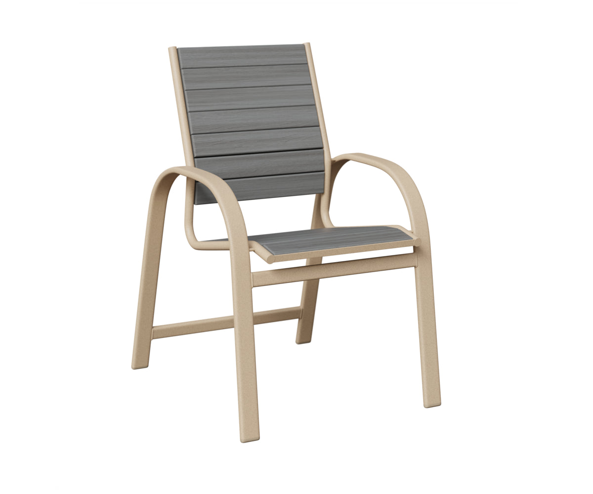 Berlin Gardens Murphy Poly Dining Chair in Luna Multi, Driftwood Gray slats