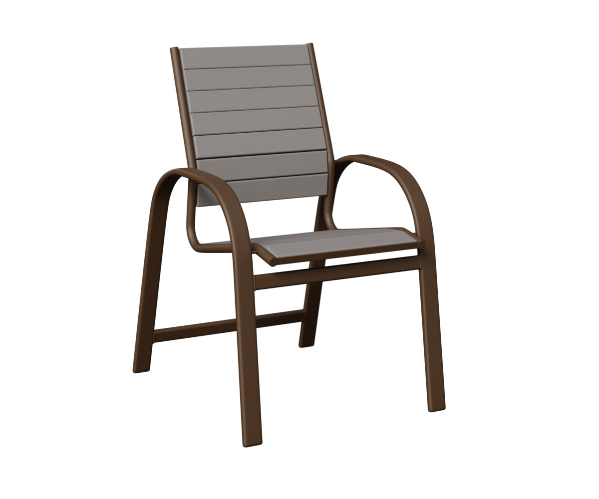 Berlin Gardens Murphy Poly Dining Chair in Mesquite Wood Vein, Light Gray slats