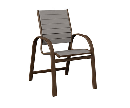 Berlin Gardens Murphy Poly Dining Chair in Mesquite Wood Vein, Light Gray slats