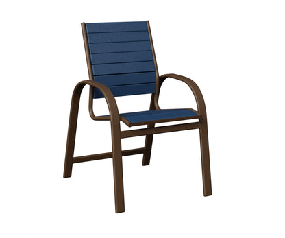 Berlin Gardens Murphy Poly Dining Chair in Mesquite Wood Vein, Navy Blue slats