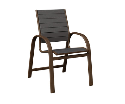 Berlin Gardens Murphy Poly Dining Chair in Mesquite Wood Vein, Smoke Gray slats