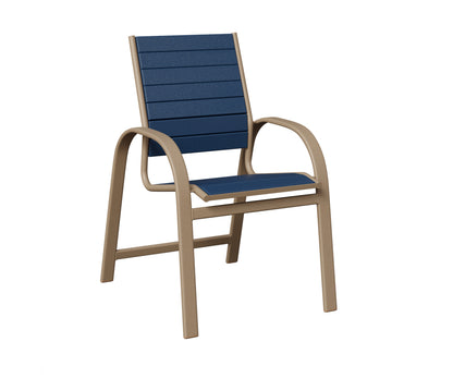 Berlin Gardens Murphy Poly Dining Chair in Oak Wood Vein, Navy Blue slats