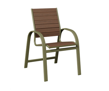 Berlin Gardens Murphy Poly Dining Chair in Green Sage, Brazilian Walnut slats