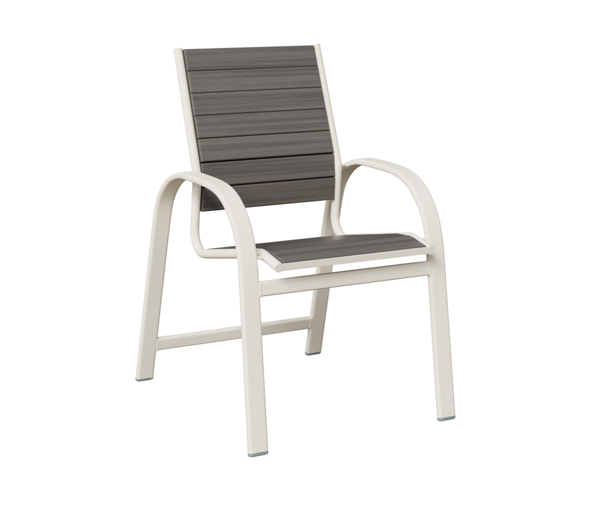 Berlin Gardens Murphy Poly Dining Chair in White, Coastal Gray slats