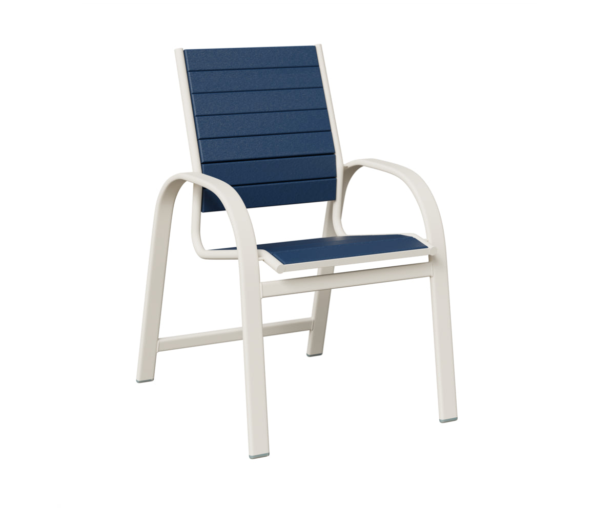 Berlin Gardens Murphy Poly Dining Chair in White, Navy Blue slats