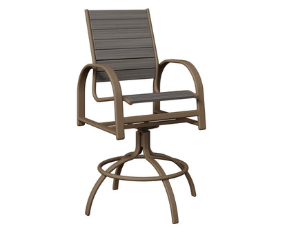 Berlin Gardens Murphy Poly Swivel Bar Chair in Clay, Coastal Gray slats