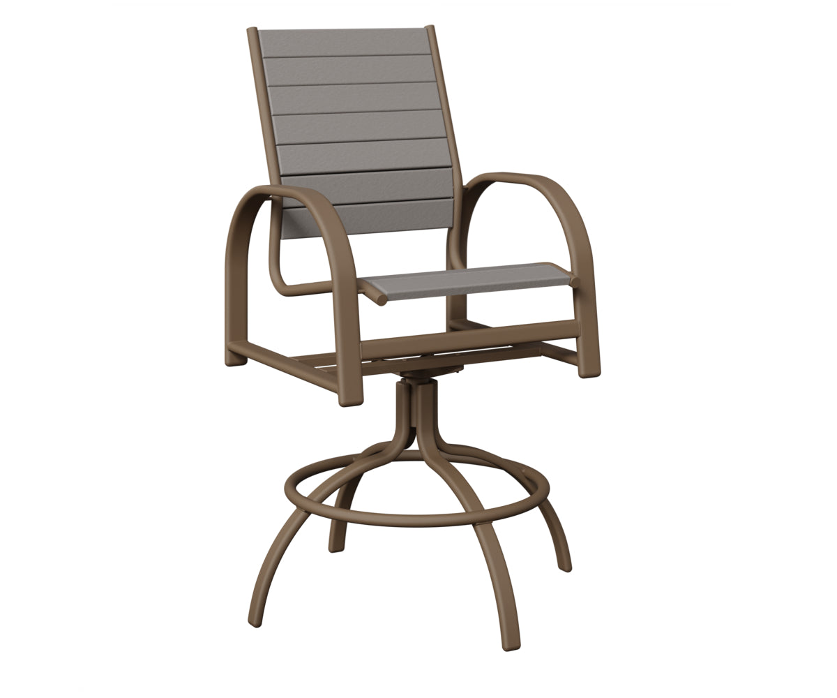 Berlin Gardens Murphy Poly Swivel Bar Chair in Clay, Light Gray slats