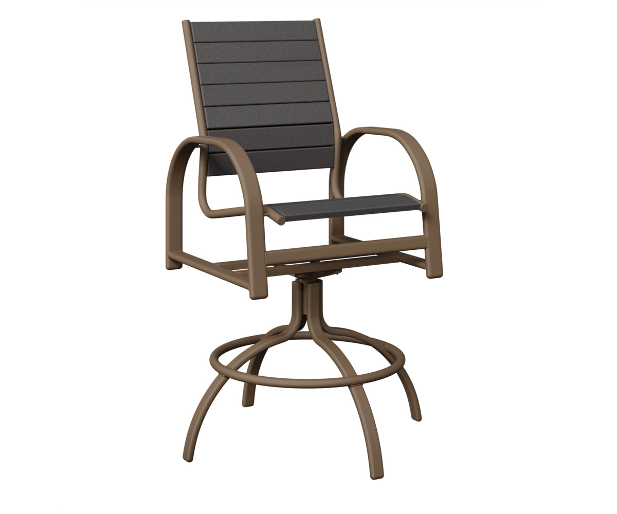 Berlin Gardens Murphy Poly Swivel Bar Chair in Clay, Smoke Gray slats