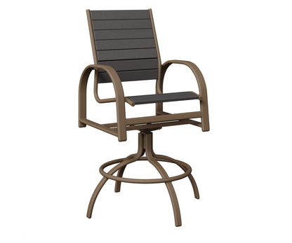 Berlin Gardens Murphy Poly Swivel Bar Chair in Clay, Smoke Gray slats