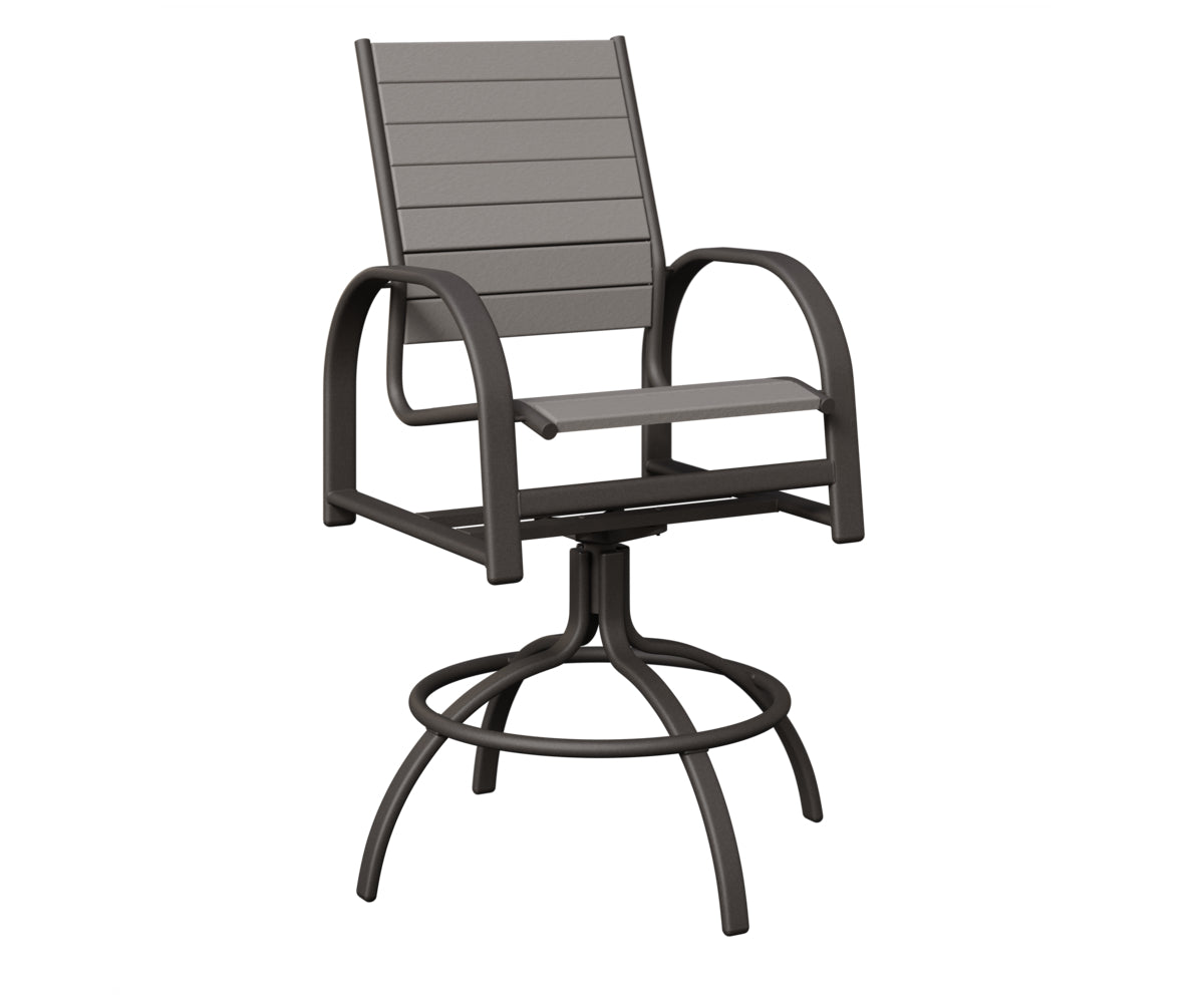 Berlin Gardens Murphy Poly Swivel Bar Chair in Granite Speckle, Light Gray slats