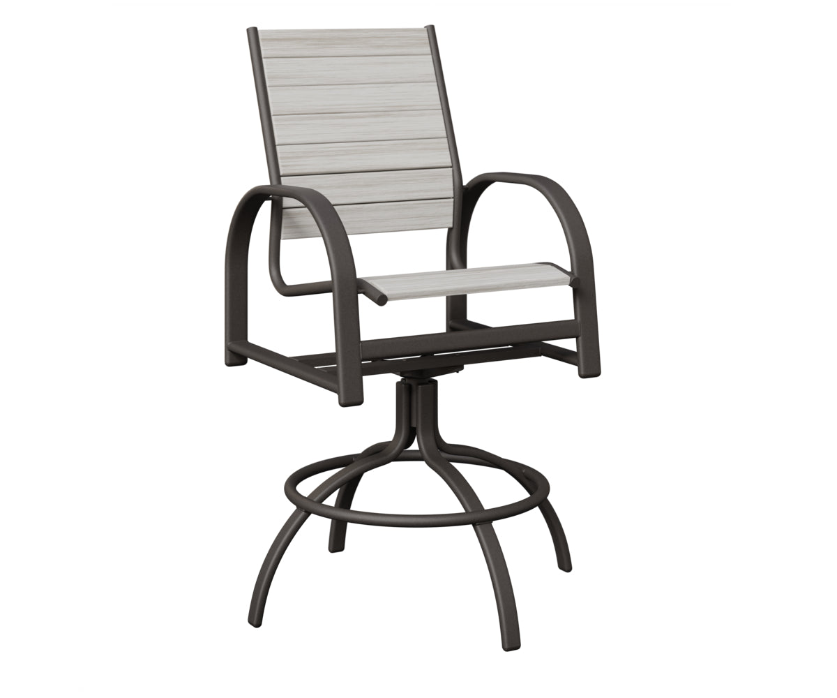 Berlin Gardens Murphy Poly Swivel Bar Chair in Granite Speckle, Seashell slats
