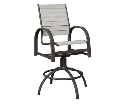 Berlin Gardens Murphy Poly Swivel Bar Chair in Granite Speckle, Seashell slats