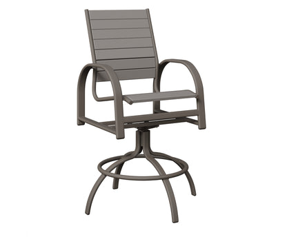Berlin Gardens Murphy Poly Swivel Bar Chair in Graphite, Light Gray slats