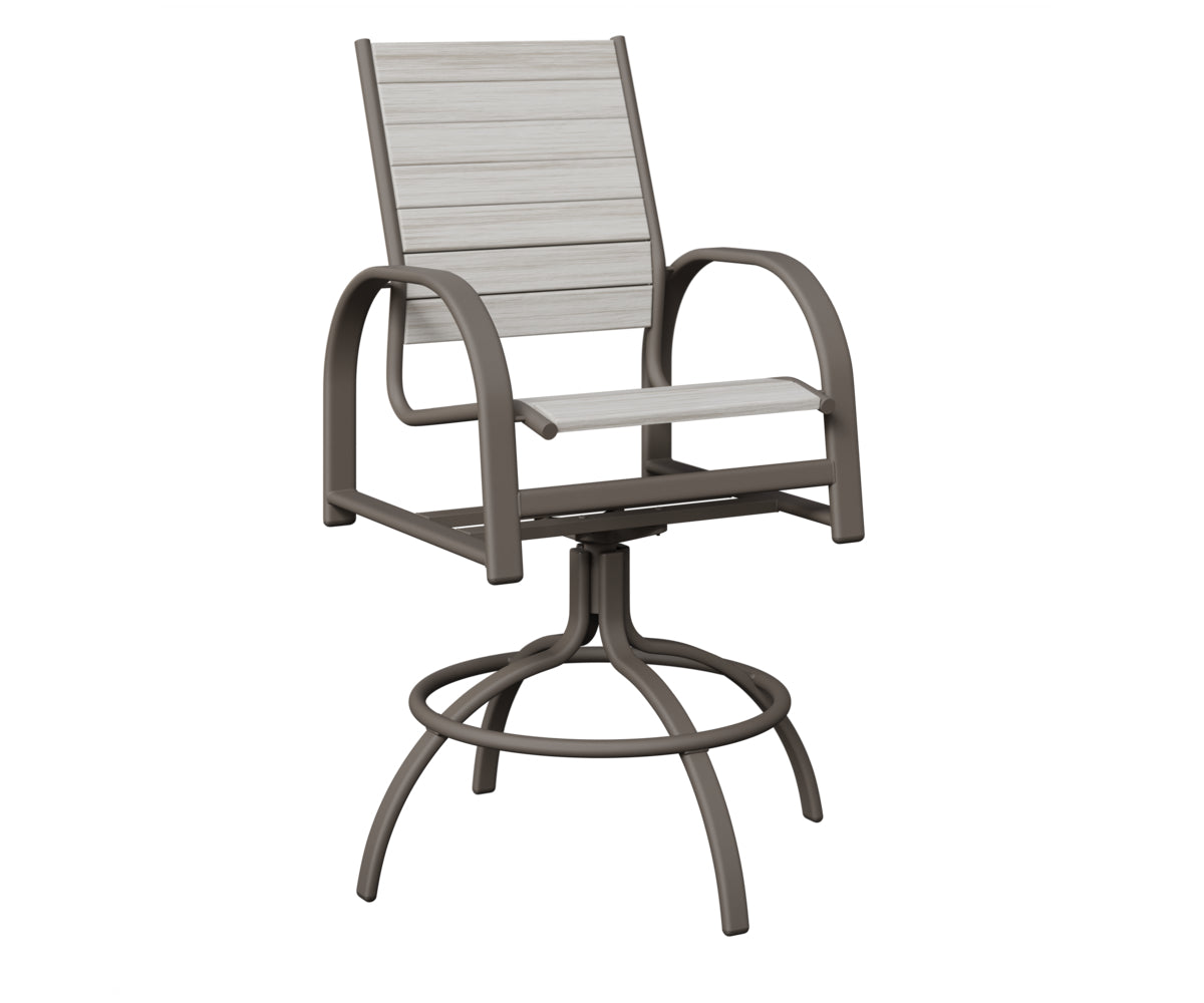 Berlin Gardens Murphy Poly Swivel Bar Chair in Graphite, Seashell slats