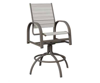 Berlin Gardens Murphy Poly Swivel Bar Chair in Graphite, Seashell slats