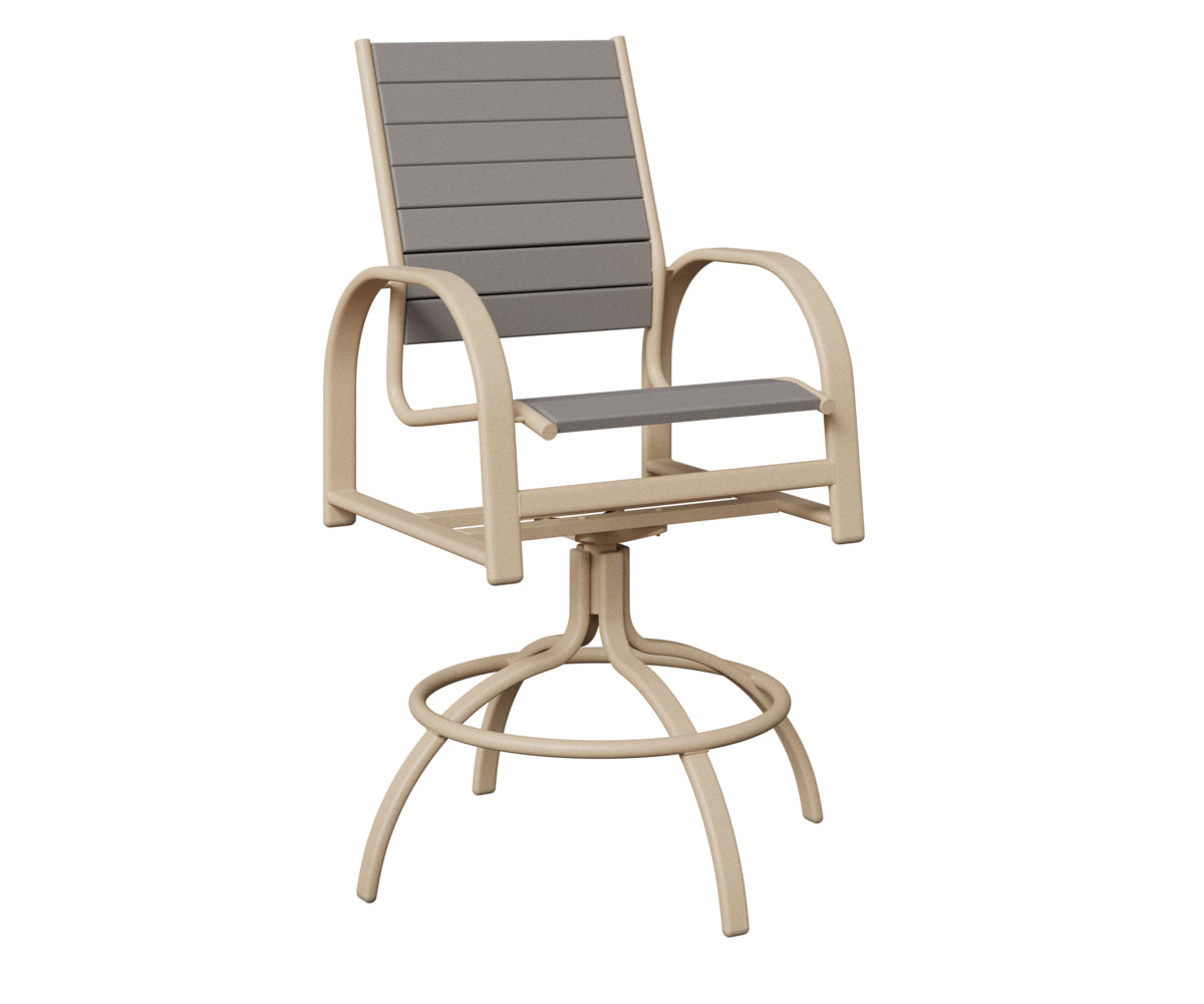 Berlin Gardens Murphy Poly Swivel Bar Chair in Luna Multi, Light Gray slats