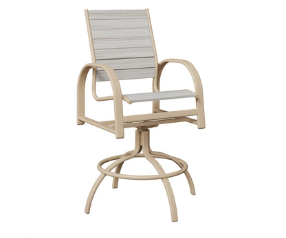 Berlin Gardens Murphy Poly Swivel Bar Chair in Luna Multi, Seashell slats