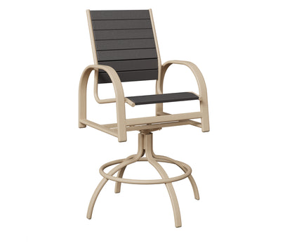 Berlin Gardens Murphy Poly Swivel Bar Chair in Luna Multi, Smoke Gray slats