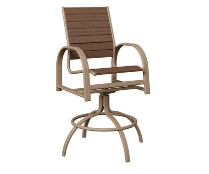 Berlin Gardens Murphy Poly Swivel Bar Chair in Oak Wood Vein, Brazilian Walnut slats
