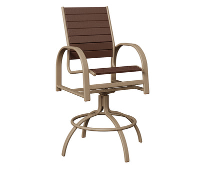 Berlin Gardens Murphy Poly Swivel Bar Chair in Oak Wood Vein, Chocolate Brown slats