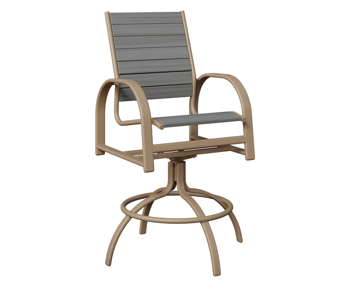 Berlin Gardens Murphy Poly Swivel Bar Chair in Oak Wood Vein, Driftwood Gray slats