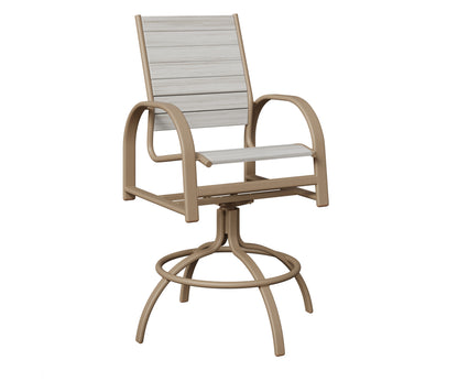 Berlin Gardens Murphy Poly Swivel Bar Chair in Oak Wood Vein, Seashell slats